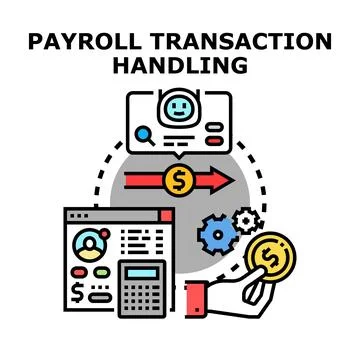 Payroll transaction handling process managing employee compensation Stock Illustration