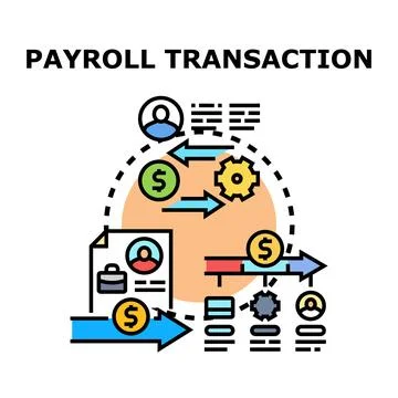 Payroll transaction process for employee compensation Stock Illustration