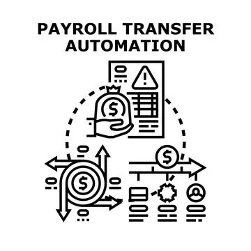 Payroll transfer automation generating secure payment process Stock Illustration