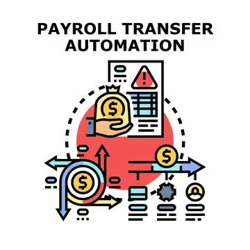 Payroll transfer automation generating secure payment process Stock Illustration