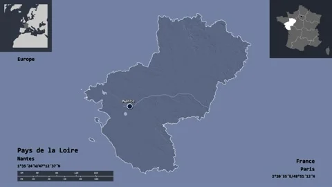 Pays de la Loire location. France. Administrative map Stock Footage 135327941