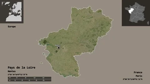 Pays de la Loire location. France. Satellite map Stock Footage 135328050
