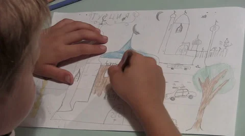 Paysage, landscape Drawing Stock Footage 46143697