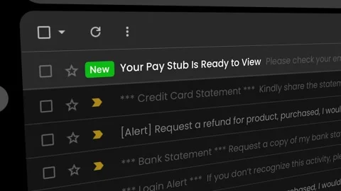 PayStub confirmation notification on email, close-up screen footage. Stock-Footage 335675036