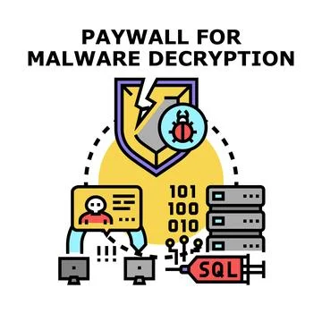 Paywall for malware decryption cyberattack concept illustration イラスト素材
