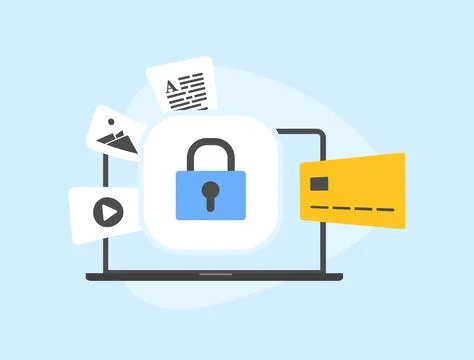 Paywall - monetize content concept. Pay subscription fee to gain access to Stock-Illustration