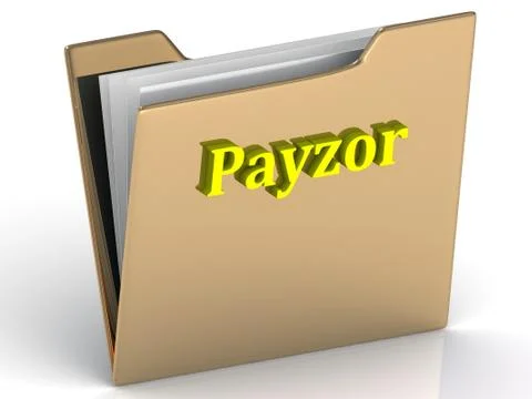 Payzor- bright color letters on a gold folder on a white background Stock Illustration
