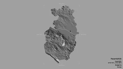 Pazardzhik, Bulgaria. Bilevel elevation map Illustrazione stock