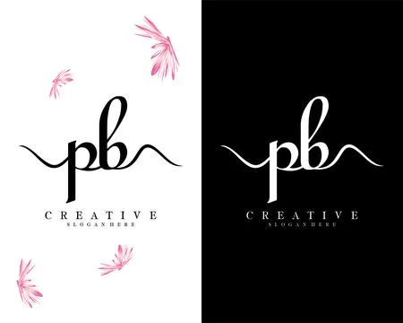 Pb, bp handwriting script font letter logo design template vector Illustrazione stock