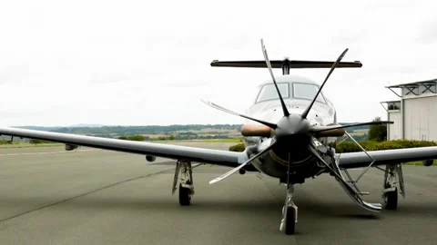 PC-12 Parked on Apron / Static Exterior Video stock 321018492