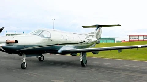 PC-12 Parked on Apron / Static Exterior Video stock 321018686