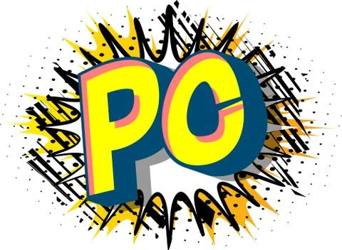 PC (Acronym which stands for Personal Computer) - Vector illustrated comic bo Stock Illustration