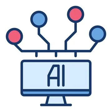 PC with AI vector Artificial Intelligence colored icon or logo element 스톡 일러스트