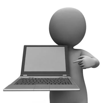 Pc and character showing browsing web online Stock-Illustration