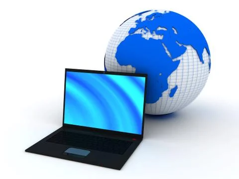 PC and Earth - Global Communication Stock Illustration