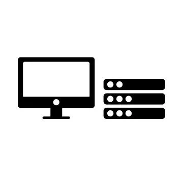 PC and server icon set for stationary. Device set. Vector. Stock-Illustration
