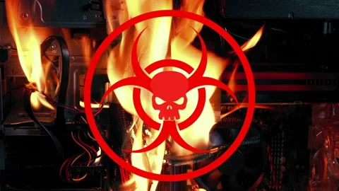 PC Attack Starts Fire - Malware, Hacker Concept Stock Footage 172115670