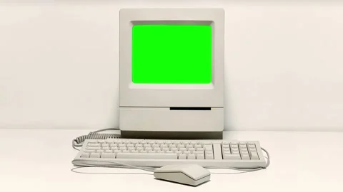 PC Booting and Shutting down with Glitch and green screen Vintage 4k Stock Footage 166672887