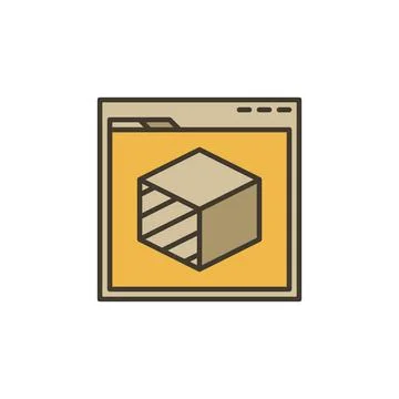 PC Browser with Cube vector Product Development for 3d printing colored icon Stockillustratie