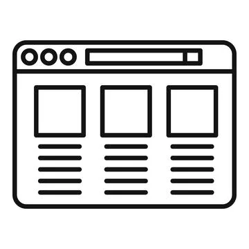 Pc browser icon outline . Frame bar Stock Illustration