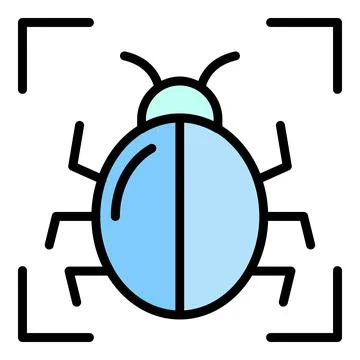 Pc bug target icon color outline vector 스톡 일러스트