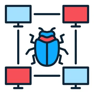 PC Bug vector colored icon or symbol 스톡 일러스트