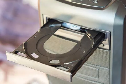 PC case with built-in DVD drive PC case with built-in DVD drive with an op... Stock-Fotos