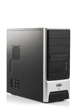 PC case computer isolated over white. Stock Photos