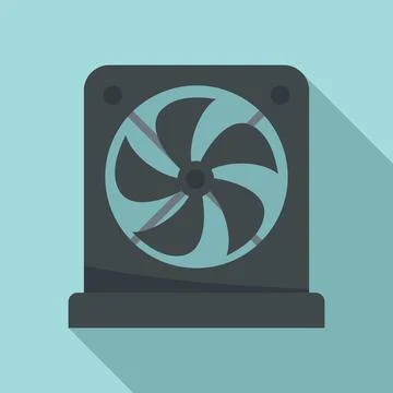 Pc case fan icon, flat style Stock Illustration