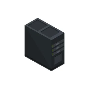 Pc case unit technology hardware device computer isometric Illustrazione stock