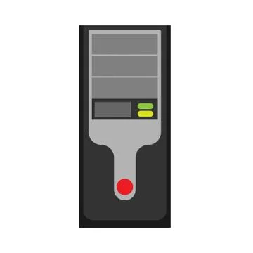 PC case vector icon computer tower equipment technology. Black system sign fl Stock-Illustration