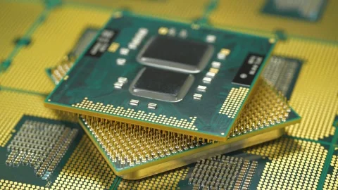 PC central processing units, essential hardware for computing and tasks Video stock 331750531