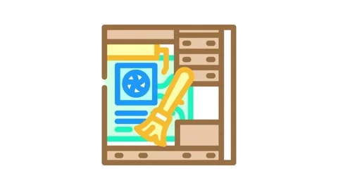 Pc cleaning repair computer color icon animation Stock Footage 327265635