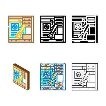 Pc cleaning repair computer color clean icon vector イラスト素材