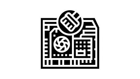 Pc cleaning repair computer glyph icon animation Stock Footage 326153386