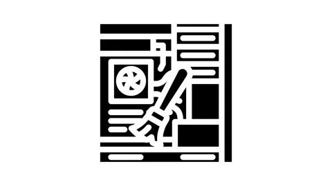 Pc cleaning repair computer glyph icon animation Stock Footage 326741844