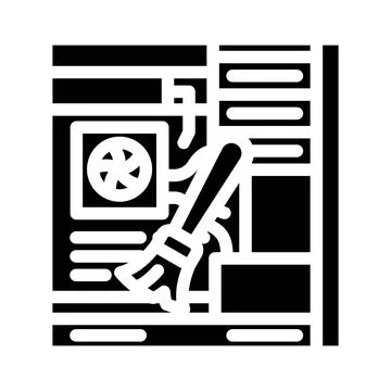 Pc cleaning repair computer glyph icon vector illustration Stockillustratie