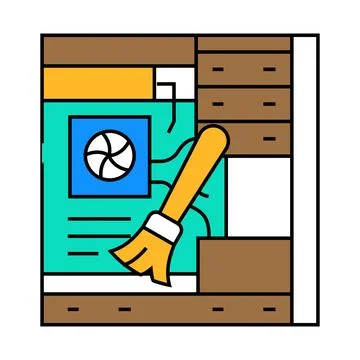 Pc cleaning repair computer icon color illustration Stock Illustration