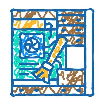 Pc cleaning repair computer icon doodle illustration Stock Illustration