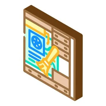 Pc cleaning repair computer isometric icon vector illustration Stockillustratie