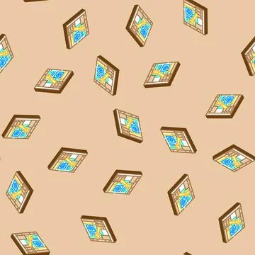 Pc cleaning repair computer isometric icon seamless pattern Stock Illustration