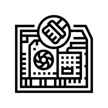 Pc cleaning repair computer line icon vector illustration Stockillustratie