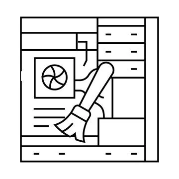 Pc cleaning repair computer line icon vector illustration Stockillustratie