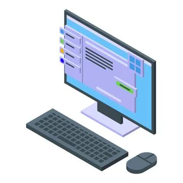 Pc code development icon isometric vector. Web api Stock Illustration