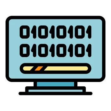 Pc code interface icon color outline vector Stock Illustration