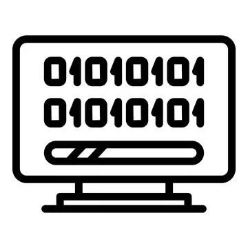 Pc code interface icon, outline style Stock Illustration