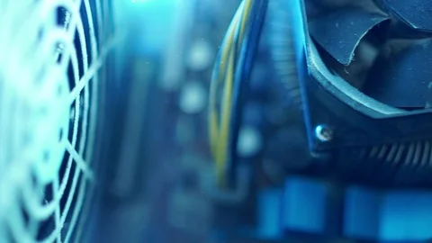 PC components in dust. Extra close-up CPU fan. He does not work. Dust and dirt 库存影片 101877409