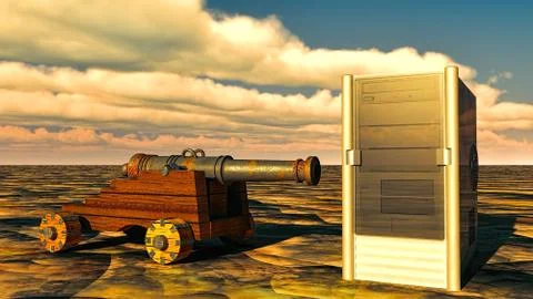 PC computer and the canon Stock Illustration