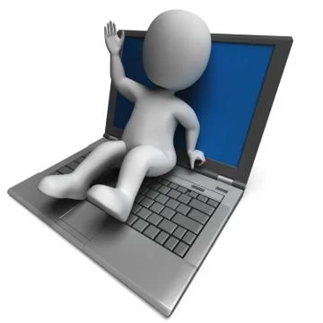 Pc computer character showing surfing internet 스톡 일러스트