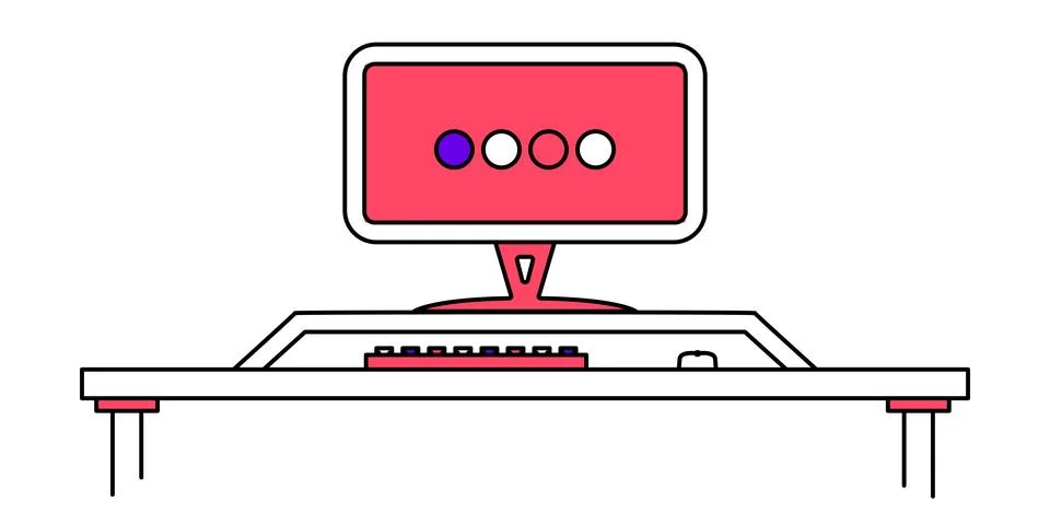 PC computer in flat outline style. Vector clipart illustration. 스톡 일러스트